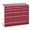 Cubio Drawer Cabinet, 5 Drawers, Light Grey/Red, 1000 x 1300 x 750mm thumbnail-0