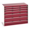 Cubio Drawer Cabinet, 6 Drawers, Light Grey/Red, 1000 x 1300 x 750mm thumbnail-0