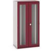 Cubio Sliding Panel Cupboard, 2 Clearview Doors, Red, 2000 x 1050 x 650mm thumbnail-0