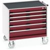 CUBIO MOBILE DRAWER CABINET 1050x650x980 W/ 5xDRAWERS L-GREY/RED thumbnail-0