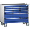 Cubio Mobile Storage Cabinet, 5 Drawers, Blue/Light Grey, 880 x 1050 x 650mm thumbnail-0