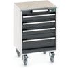 CUBIO MOBILE DRAWER CABINET 525x525x790 W/ 4 DRAWERS LINO WORKTOP thumbnail-0