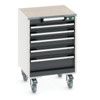 CUBIO MOBILE DRAWER CABINET 525x525x790 W/ 5 DRAWERS LINO WORKTOP thumbnail-0