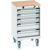 CUBIO MOBILE DRAWER CABINET 525x525x790 W/ 5 DRAWERS MPX WORKTOP thumbnail-0