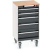 CUBIO MOBILE DRAWER CABINET 525x525x990 W/ 5 DRAWERS MPX WORKTOP thumbnail-0