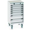 CUBIO MOBILE DRAWER CABINET 525x525x990 W/ 7 DRAWERS LINO WORKTOP thumbnail-0