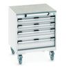 CUBIO MOBILE DRAWER CABINET 650x650x890 W/ 4 DRAWERS LINO WORKTOP thumbnail-0