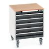 CUBIO MOBILE DRAWER CABINET 650x650x790 W/ 5 DRAWERS MPX WORKTOP thumbnail-0