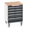 CUBIO MOBILE DRAWER CABINET 650x650x790 W/ 5 DRAWERS MPX WORKTOP thumbnail-0