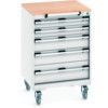 CUBIO MOBILE DRAWER CABINET 650x650x990 W/ 5 DRAWERS MPX WORKTOP thumbnail-0