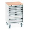 CUBIO MOBILE DRAWER CABINET 650x650x990 W/ 7 DRAWERS MPX WORKTOP thumbnail-0