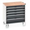 CUBIO MOBILE DRAWER CABINET 800x650x890 W/ 5 DRAWERS MPX WORKTOP thumbnail-0