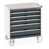 CUBIO MOBILE DRAWER CABINET 800x650x990 W/ 5 DRAWERS LINO WORKTOP thumbnail-0