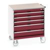 CUBIO MOBILE DRAWER CABINET 800x650x990 W/ 5 DRAWERS LINO WORKTOP thumbnail-0