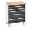 CUBIO MOBILE DRAWER CABINET 800x650x890 W/ 5 DRAWERS MPX WORKTOP thumbnail-0