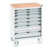 CUBIO MOBILE DRAWER CABINET 800x650x1090 W/ 7 DRAWERS MPX WORKTOP thumbnail-0