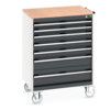 CUBIO MOBILE DRAWER CABINET 800x650x1090 W/ 7 DRAWERS MPX WORKTOP thumbnail-0