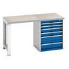 Cubio Hevay Duty Workbench with Cabinet, Light Grey, 840mm thumbnail-0