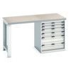 Cubio Hevay Duty Workbench with Cabinet, Light Grey, 840mm thumbnail-0