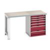 Cubio Hevay Duty Workbench with Cabinet, Light Grey, 840mm thumbnail-0