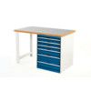 Cubio Hevay Duty Workbench with Cabinet, Light Grey, 840mm x 1500mm x 900mm thumbnail-0