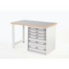 Cubio Hevay Duty Workbench with Cabinet, Light Grey, 840mm x 1500mm x 900mm thumbnail-0