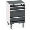 CUBIO MOBILE CABINET WITH 3 DRAWERS & TOP TRAY / MAT RAL7035/7016 thumbnail-0