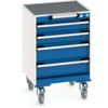 CUBIO MOBILE CABINET WITH 4 DRAWERS & TOP TRAY / MAT RAL7035/5010 thumbnail-0