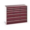 CUBIO DRAWER CABINET 1300X650X1000H 6 DRAWER RAL7035/3004 thumbnail-0