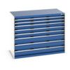 CUBIO DRAWER CABINET 1300X650X1000H 8 DRAWER RAL7035/5010 thumbnail-0