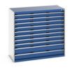 CUBIO DRAWER CABINET 1300X650X1200H 10 DRAWER RAL7035/5010 thumbnail-0