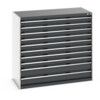 CUBIO DRAWER CABINET 1300X650X1200H 10 DRAWER RAL7035/7016 thumbnail-0