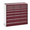 CUBIO DRAWER CABINET 1300X650X1200H 8 DRAWER RAL7035/3004 thumbnail-0