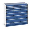 CUBIO DRAWER CABINET 1300X650X1200H 8 DRAWER RAL7035/5010 thumbnail-0