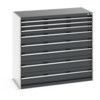 CUBIO DRAWER CABINET 1300X650X1200H 8 DRAWER RAL7035/7016 thumbnail-0