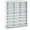 CUBIO DRAWER CABINET 1300X650X1600H 11 DRAWER RAL7035 thumbnail-0