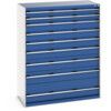 CUBIO DRAWER CABINET 1300X650X1600H 9 DRAWER RAL7035/5010 thumbnail-0