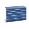 CUBIO DRAWER CABINET 1300X650X800H 5 DRAWER RAL7035/5010 thumbnail-0