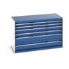 CUBIO DRAWER CABINET 1300X650X800H 6 DRAWER RAL7035/5010 thumbnail-0