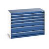 CUBIO DRAWER CABINET 1300X650X900H 6 DRAWER RAL7035/5010 thumbnail-0