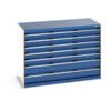 CUBIO DRAWER CABINET 1300X650X900H 7 DRAWER RAL7035/5010 thumbnail-0