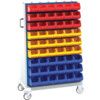 Louvred Trolley/Storage Bins, Steel/Plastic, Grey/Blue/Red/Blue/Green/Yellow, 1000x650x1600mm, 109 Pack thumbnail-0