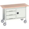 Verso Mobile Storage Bench 1250 x 600 x 830mm - Light Grey thumbnail-0