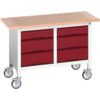 Verso Mobile Storage Bench 1250 x 600 x 830mm - Light Grey/Red thumbnail-0