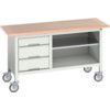 Verso Mobile Storage Bench 1500 x 600 x 830mm - Light Grey thumbnail-0