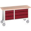 Verso Mobile Storage Bench  1500 x 600 x 830mm - Light Grey/Red thumbnail-0