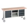 Verso Mobile Storage Bench 1750 x 600 x 830mm - Light/Anthracite Grey thumbnail-0