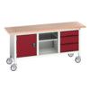 Verso Mobile Storage Bench 1750 x 600 x 830mm - Light Grey/Red thumbnail-0