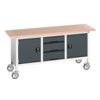 Verso Mobile Storage Bench 1750 x 600 x 830mm - Light/Anthracite Grey thumbnail-0