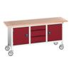 Verso Mobile Storage Bench 1750 x 600 x 830mm - Light Grey/Red thumbnail-0